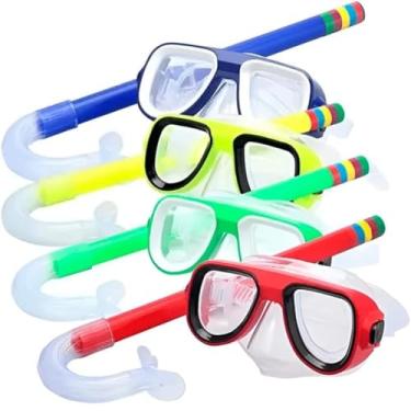 Imagem de Kit Máscara de Mergulho Infantil, Silicone e Policarbonato, Proteção UV, 15x6.5cm Máscara, 30x11cm Snorkel, para Piscina e Praia