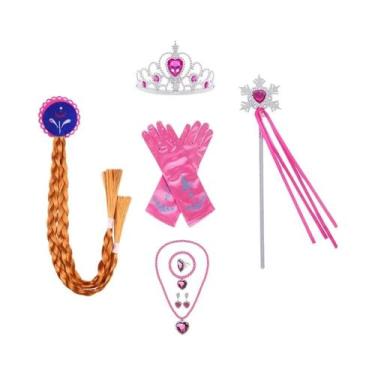 Imagem de Conjunto De Acessórios Para Fantasia De Princesa Elsa: Peruca, Luvas, 