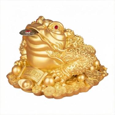 Imagem de Estátua de sapo grande para dinheiro – atrai riqueza e prosperidade, sapo Feng Shui de três pernas com moeda, sapo da sorte para caixa registradora, mesa de escritório, presente de aquecimento de casa