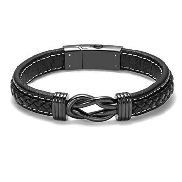 Imagem de mingkejw Pulseira de urna de nó infinito para cinzas, joias de cremação para homens, pulseiras de couro trançado, suporte de cinzas para animais de estimação humanos, joias de lembrança para entes