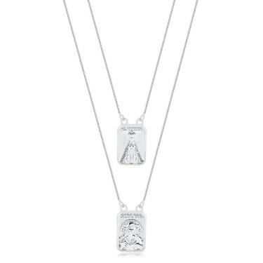 Imagem de Escapulário Sagrado Coração Jesus Aparecida Prata 925