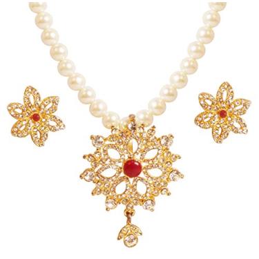 Imagem de Touchstone Novo conjunto de pingentes indianos Bollywood Elite Mughal Kundan Look Chand Baali Moon Bridal Designer para mulheres em tom dourado.