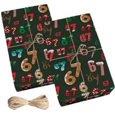 Imagem de SOGIRNO Papel de embrulho 67 - papel de embrulho de Natal de 6 7 memes - embrulho de presente de Natal engraçado para adolescentes 48 x 91 cm, 2 peças - conjunto A