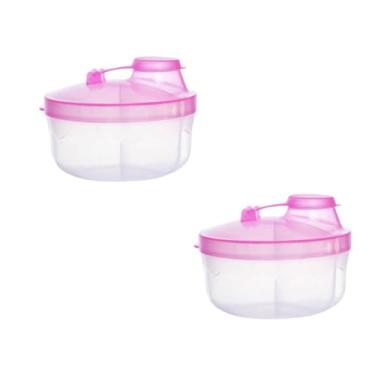 Imagem de Kit 2 Porta Leite em Pó para Bebê e Café,Açucar e Achocolatado- com 3 Compartimentos 50ml cada. (Rosa Bebê)