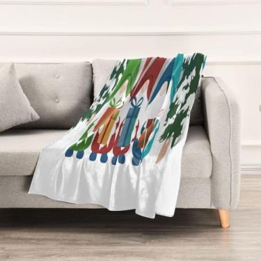 Imagem de Wassud Cobertores e mantas de Natal 152 cm x 228 cm Gnomos coloridos cobertor para sofá, cobertor quente de lã de pelúcia aconchegante para cama, sofá, cadeira, decoração de casa