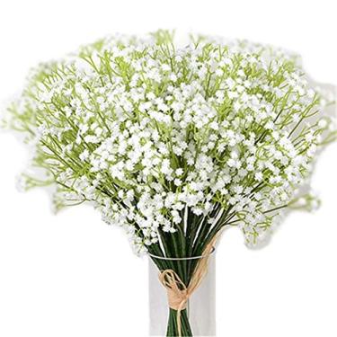 Imagem de LMJYU Flor branca Gypsophila 100 estrelas artificiais falsas DIY arranjo de buquê de flores para casa de casamento