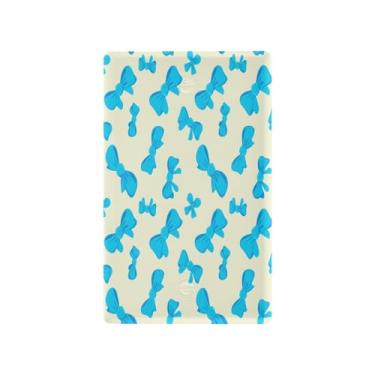 Imagem de Wassud Placa de cobertura de interruptor de luz arcos azul creme capas de tomada decorativas placa de parede para tomadas elétricas em branco 4,53 x 2,76 polegadas