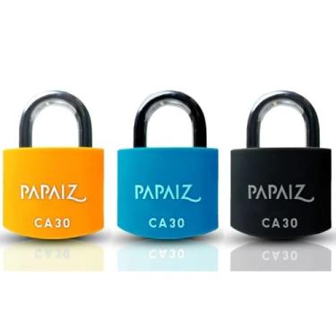 Imagem de Kit com 3 Cadeados em Alumínio 30 mm CA30 – Azul, Laranja e Preto, Alta Resistência e Uso Geral