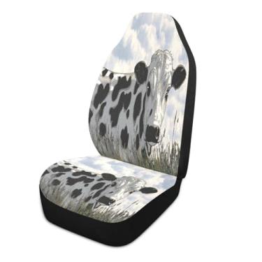 Imagem de Burbuja Capa de assento frontal de vaca leiteira, protetores de assento de carro respiráveis universais para SUV, carros, caminhões, antiderrapante, pacote com 2