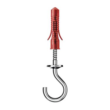 Imagem de SFOR - Gancho com Aba e Buchas MX de Nylon 6mm - Kit 40 Peças (20 ganchos + 20 buchas) - Ideal para Suporte, Fixação e Instalação de Varais, Redes de Proteção, Telas e Decoração