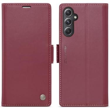 Imagem de WJXEXRS Capa carteira para Samsung Galaxy S23 FE, capa flip estilosa com compartimento para cartão de crédito com bloqueio RFID, capa de telefone de couro PU à prova de choque para Samsung Galaxy S23