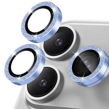 Imagem de Happtkey Protetor de lente de câmera para iPhone 17 Pro, anel de metal de liga de alumínio individual com glitter, protetor de tela de vidro temperado 9H, protetor de tela de luxo HD antiarranhões