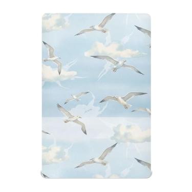 Imagem de Burbuja Lençol de berço de gaivota para meninos e meninas, lençol com elástico 71 x 132 cm para colchões de berço padrão e infantil, macio e respirável