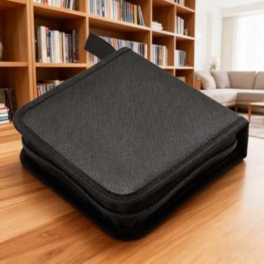 Imagem de Capa de CD de carro com capacidade para 40, bolsa de armazenamento portátil de DVD, carteira de armazenamento de livros, caixa de álbum para casa, carro, viagem, escritório (preto)