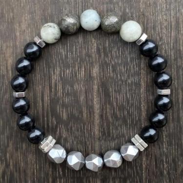 Imagem de Pulseiras elásticas com contas para mulheres, pulseira de obsidiana para amplificar o poder de proteção, joia presente para proteção emocional, One Size, Pedra, Sem Pedra Preciosa