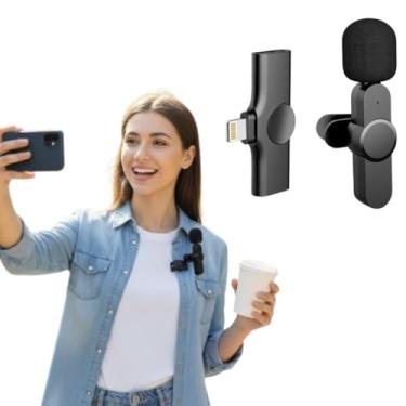 Imagem de Microfone de Lapela Sem Fio Compatível com iPhone Cancelamento de Ruído Entrada Lightning Alcance 20m Bateria 5h Profissional