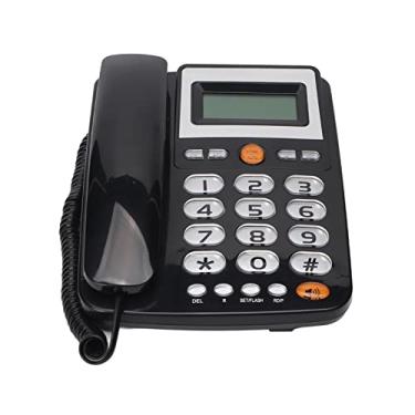 Imagem de Akozon Telefone Com Fio de Botão Grande Com Display LCD, Brilho Ajustável, Discagem Rápida Com um Toque para Idosos e Deficientes Auditivos - Telefone Fixo Confiável Em Preto
