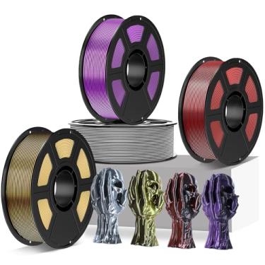 Imagem de Amoybaby Filamento PLA de seda de duas cores 1,75 mm, pacote de filamentos para impressora 3D, pacote econômico carretel de 4 kg (4 kg), serve para a maioria das impressoras 3D FDM (preto dourado e