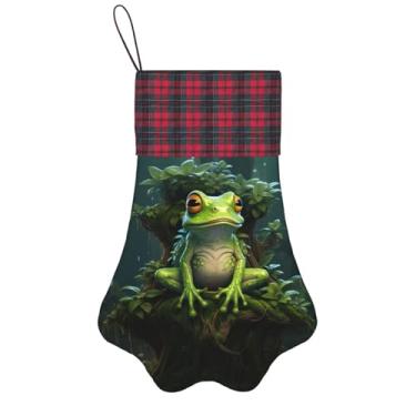 Imagem de SKKNT Estampa de árvore de sapo da paz, meias de Natal, animais de estimação, decoração de Natal, cães, gatos, árvores, doces, presente, conveniente