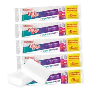 Imagem de Esponja Mágica Multiuso Para Tecido Inox Pias E Paredes 50un - Betanin