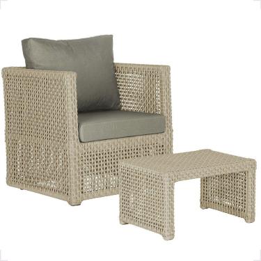 Imagem de Mesa E 1 Poltrona Madri Corda Náutica Estofado 8 Trama Rami