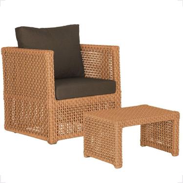 Imagem de Mesa E 1 Poltrona Madri Corda Náutica Estofado 9 Trama Terra Cota