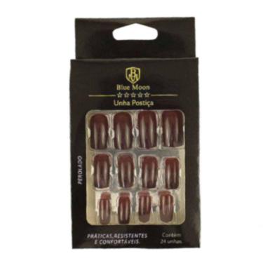 Imagem de Blue Moon Unhas Postiças Vinho Autocolantes Tamanho Médio (24 Unidades)