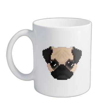 Imagem de Caneca Xícara de Café Porcelana 300ml Com Desenho De Cachorro Pixel Art