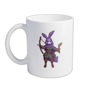 Imagem de Caneca Xícara de Café Porcelana 300ml Coelho Roxo Pixel Art