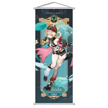 Imagem de Rainteam Genshin Impact Poster Game Hanging Wall Art Artístico Tela Genshin Pôster Personagem Pôsteres com Hastes para Sala de Estar Quarto Decoração (75 cm x 28 cm) (Jahoda)
