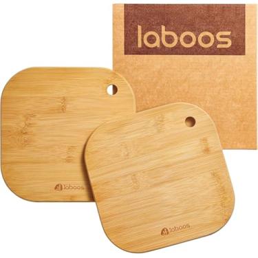 Imagem de Home Mini tábua de corte de frutas pequenas tábua de madeira de bambu maciça para dormitório infantil Conjunto de 2