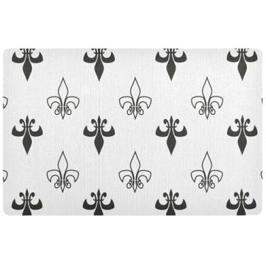 Imagem de TSENQUE Carnaval Fleur De Lis Capacho Bonito Tapete de Porta Impermeável Tapete de Boas-Vindas Lavável Interior Tapetes de Entrada para Casa 81 x 50 cm