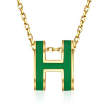 Imagem de BUENAVO Colar feminino com design clássico banhado a ouro 18K esmaltado com pingente feminino colorido e opcional, Large size, Banhado a ouro 18K, Sem Pedra Preciosa