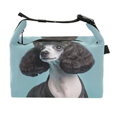 Imagem de TSENQUE Lancheira personalizada chique de arte de cuidados com Poodle para mulheres, lancheira fofa para trabalho, bolsa térmica para alimentos portátil para adultos