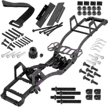 Imagem de RCarmubWow RC Front Mounted Transmission LCG Carbon Fiber Chassis Kit Upgrades Part for 1/10 RC Crawlers SCX10 SCX10 II Capra 1.9 UTB and Other DIY Builds,Carbon Fiber Chassis &Alloy Gearbox,Colorful