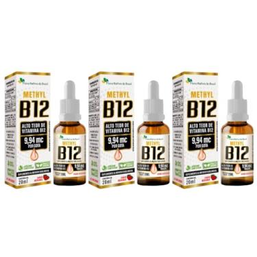 Imagem de Kit Com 3 - Vitamina B12 Sublingual (Metilcobalamina) 20ml Flora Nativa + 1 Vitamim C+