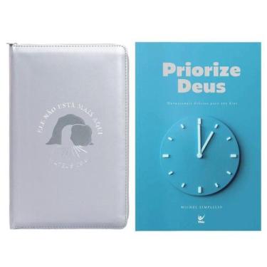 Imagem de Kit presente dia das mães - bíblia c zíper courosoft cinza + livro pri