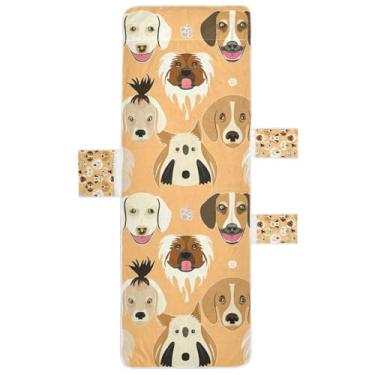 Imagem de Capa de toalha de cadeira de espreguiçadeira laranja de raças de cães fofas para piscina, sala de praia, lavável, espreguiçadeira de piscina 215,9 x 76,2 cm