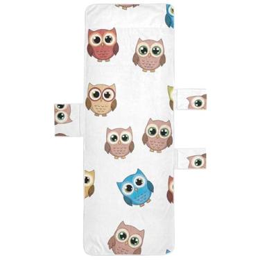 Imagem de Lindos desenhos animados coloridos corujas brancas capas de espreguiçadeira toalha de cadeira de piscina sala de praia toalha costa espreguiçadeira 85 x 76 centímetros