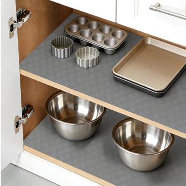 Imagem de Forro de prateleira para armários e gavetas, forro de geladeira EVA não adesivo, tapete impermeável à prova de óleo, forro de armário cortado para ajuste, antiderrapante, cinza, 30 x 300 cm, 1 rolo