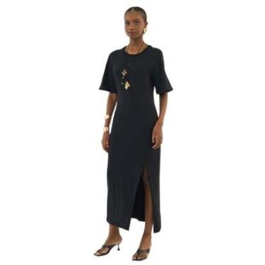 Imagem de Vestido Colcci Midi Manga Curta Com Fenda Lateral-Feminino