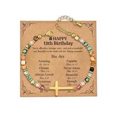 Imagem de JUTOLOKA Pulseira de cruz banhada a ouro 18K para mulheres | Presentes baseados na fé cristã para batismo, confirmação, Páscoa | Presente para mãe, irmã, sobrinha, amiga no aniversário, Natal, Medium