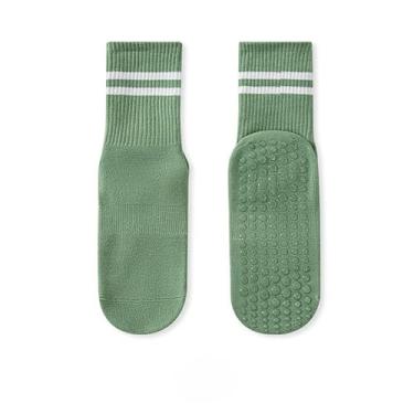 Imagem de 2 pares de meias femininas de pilates antiderrapantes, meias de ioga para hospitais Barre Hospital, 4 pares, Verde, Medium