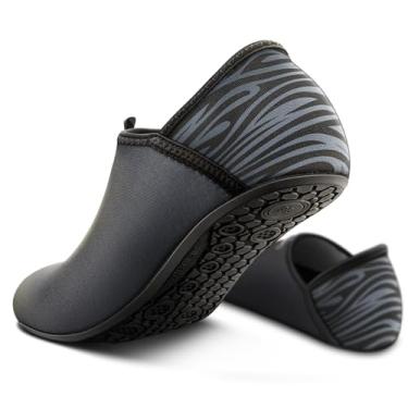 Imagem de Sapatos aquáticos femininos, masculinos, meias descalços sem cadarço, praia, ioga, exercício, secagem rápida, Preto/Cinza neblina6815, 10 Women/8 Men