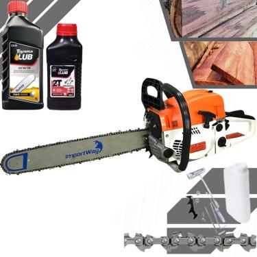 Imagem de Motosserra Profissional Importway 63cc 22pol Grande & Forte + Óleo de Motor e Corrente Toyama 2T