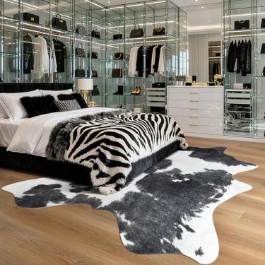 Imagem de Easycozy Tapete com estampa de vaca sintética: 15 x 18 cm, couro bovino sintético, estampa de vaca espessa para quarto, sala de estar, decoração de escritório em casa