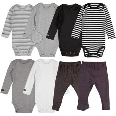 Imagem de Roupa Frio Bebê Conjunto Kit Body Manga Longa e Calça Neutro Minimalis