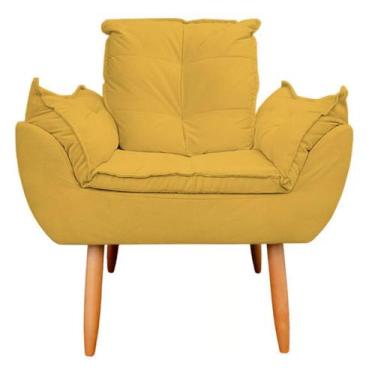 Imagem de Poltrona Decorativa Opala Sala de Estar Tecido Suede Amarelo Horizonte