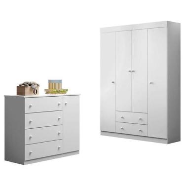 Imagem de Jogo de Quarto Infantil Helena com Guarda Roupa e Cômoda - Phoenix Bab