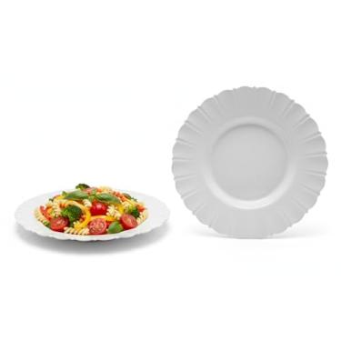 Imagem de Kit Jogo de 100 Pratos Redondo Pétala com Design Orgânico, Pratos Resistentes para Mesa Posta, Almoço e Jantar, Conjunto Elegante para Servir, Material Durável e Reutilizável.